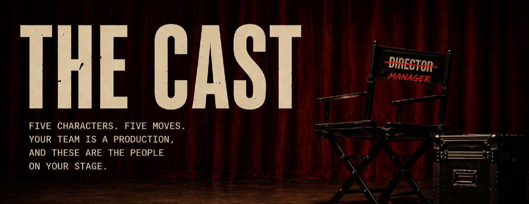 The Cast — Five characters. Five moves. Your team is a production, and these are the people on your stage.